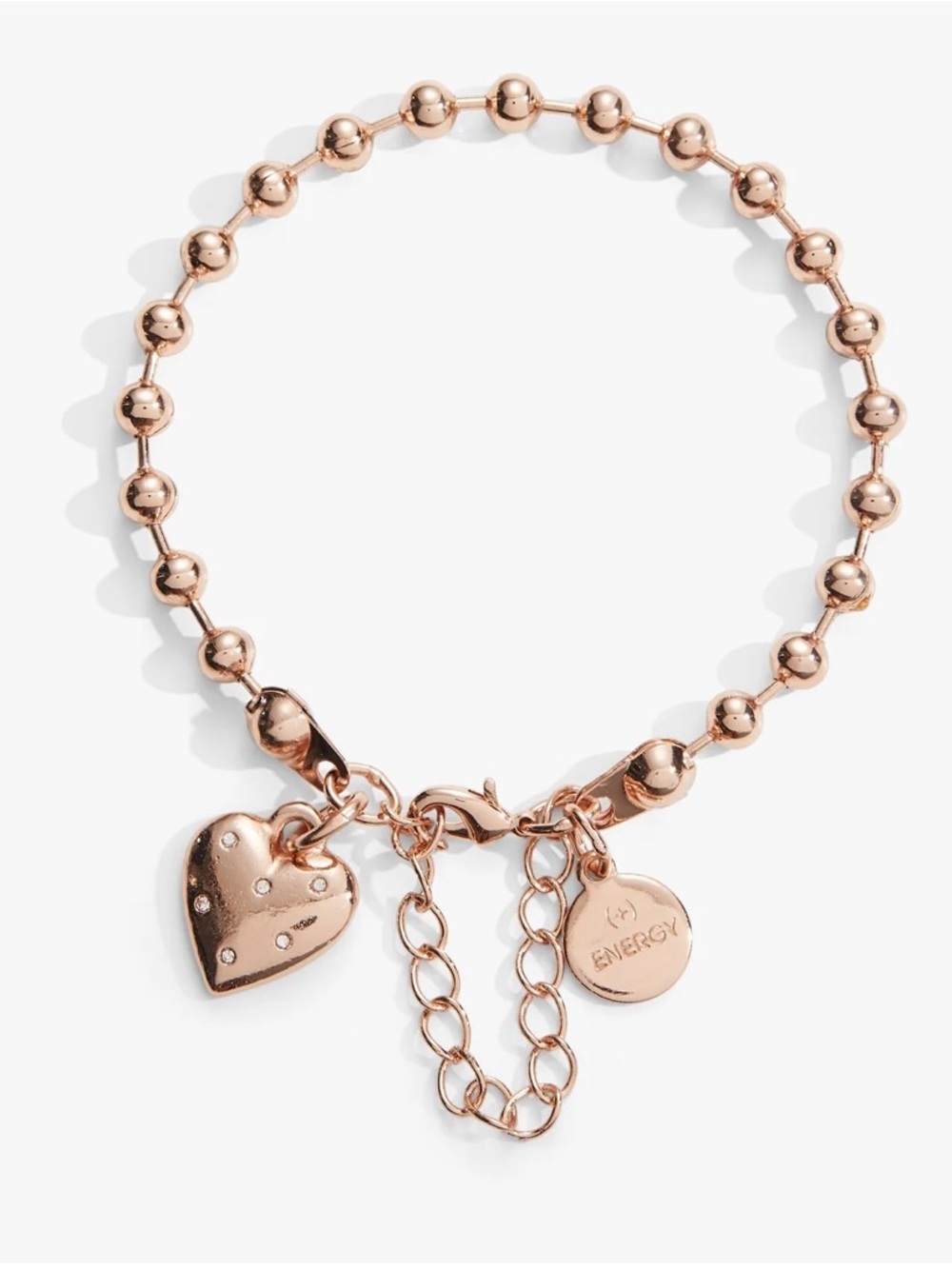 Alex and Ani Rose Gold Heart Charm Bead Bracelet